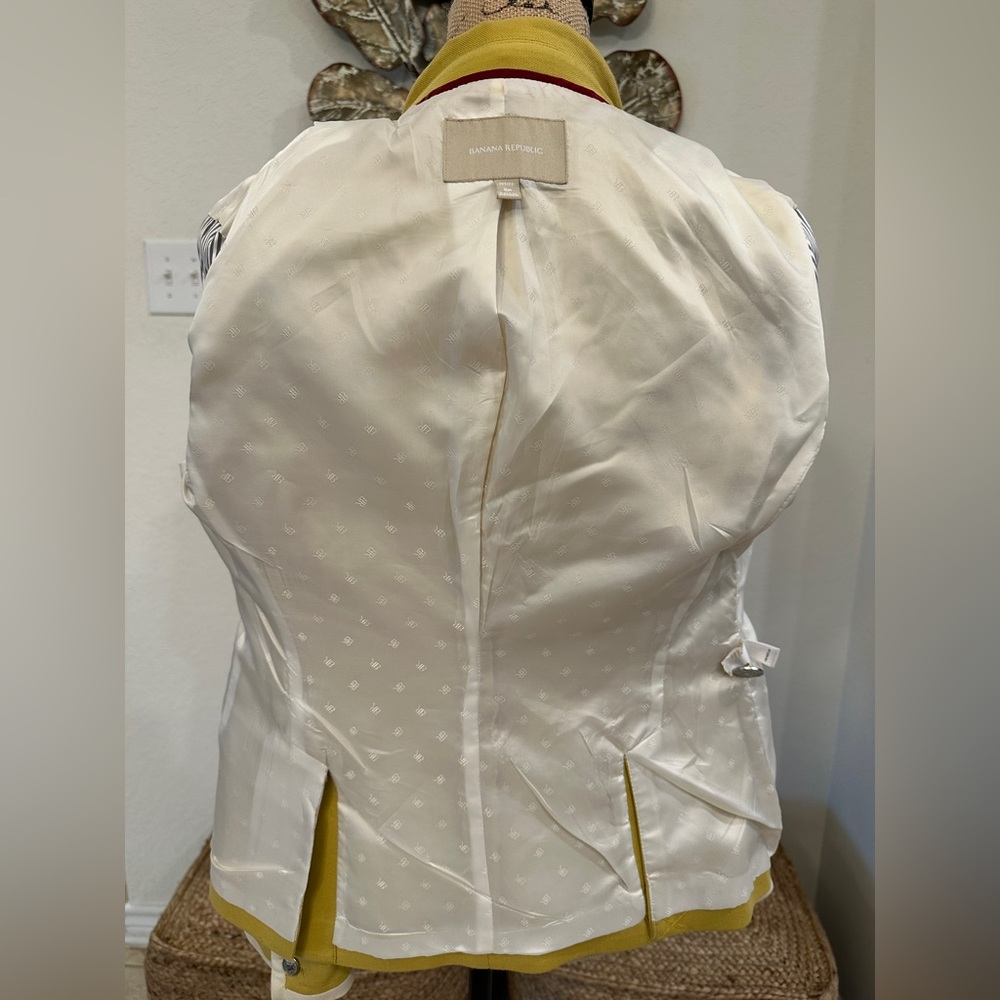 Banana Republic Yellow Blazer White Piping Trim Career Jacket - Picture 6 of 9